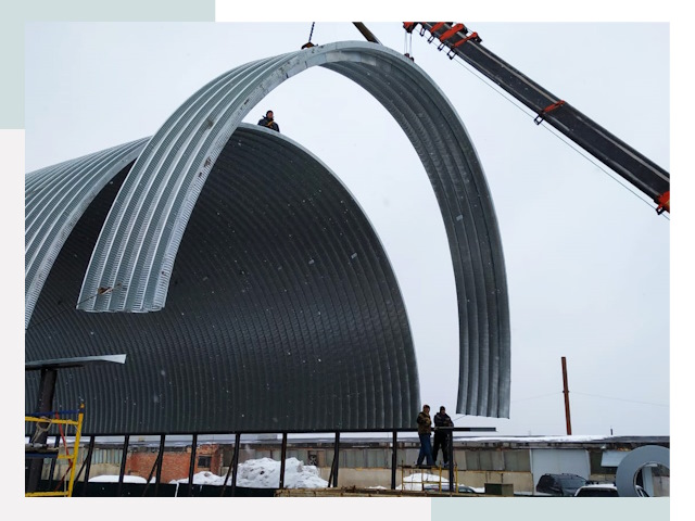 Полукруглые ангары в Коломне